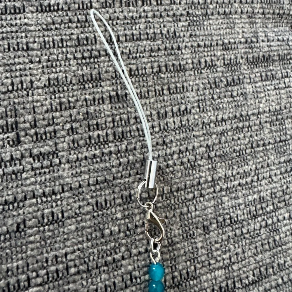 Elegant Teal & Maroon Handmade Beaded Phone Charm